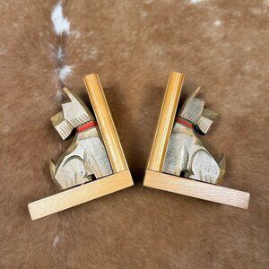 Vintage Hand-Carved Wooden Dog Bookends – Hans Schult Germany